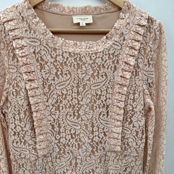 ORANGE CREEK One loved babe pink Lace feminine dainty bohemian midi woman dress - Picture 4 of 16